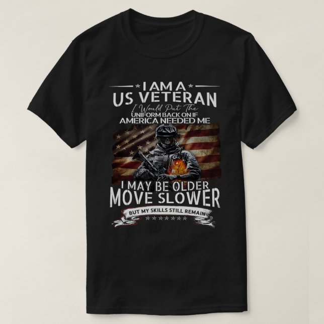 Amerikanska Flagga gamla veterandag återställer li T Shirt (Design framsida)