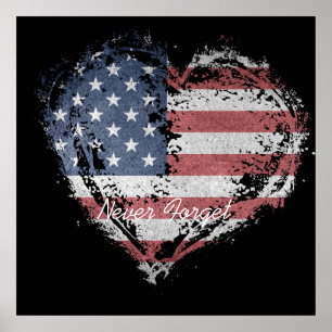 Amerikanska Flagga glömmer aldrig bort Poster