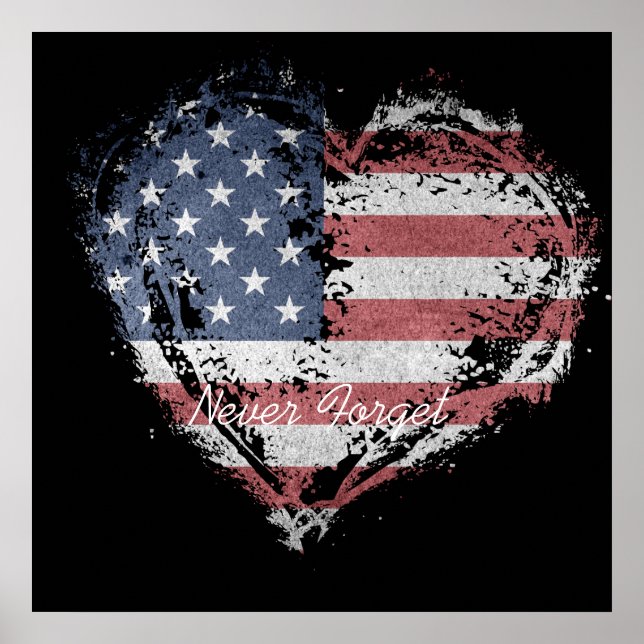 Amerikanska Flagga glömmer aldrig bort Poster (Framsidan)