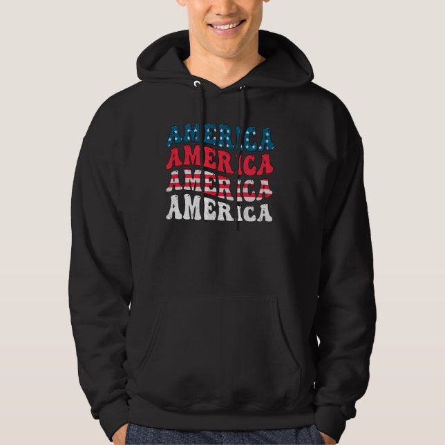 Amerikanska Flagga Graphic, 4:e juli Independenc Hoodie (Framsida)
