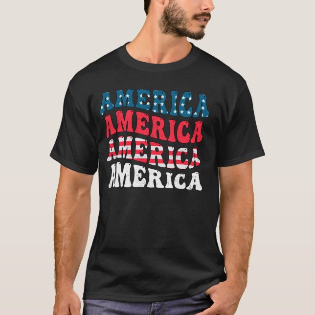Amerikanska Flagga Graphic, 4:e juli Independenc T Shirt (Framsida)