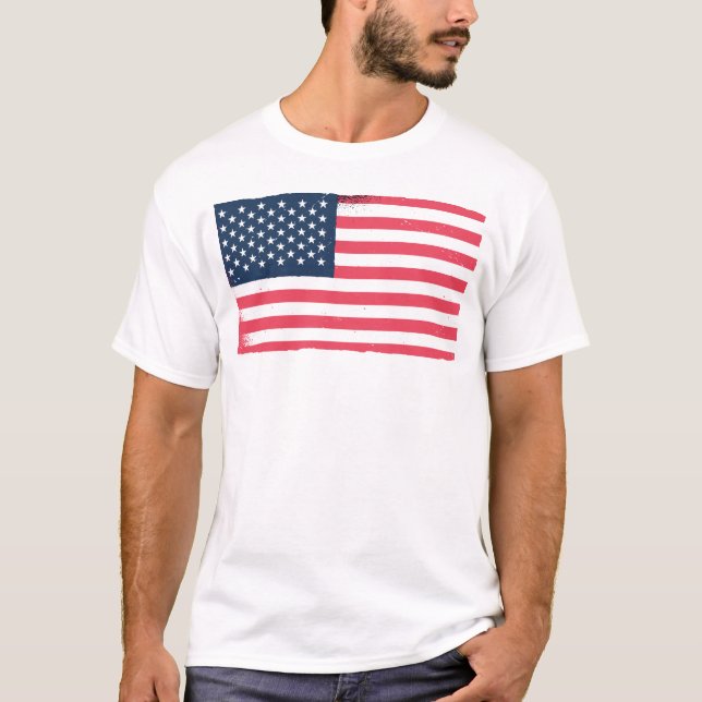 Amerikanska Flagga Grunge USA flagga Patriotic Man T Shirt (Framsida)