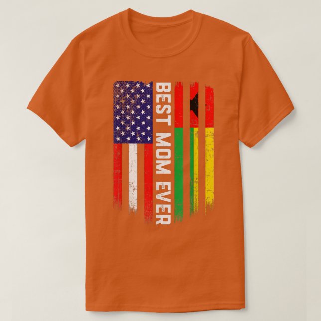 Amerikanska Flagga & Guinea Bissau Flagga Best Mam T Shirt (Design framsida)