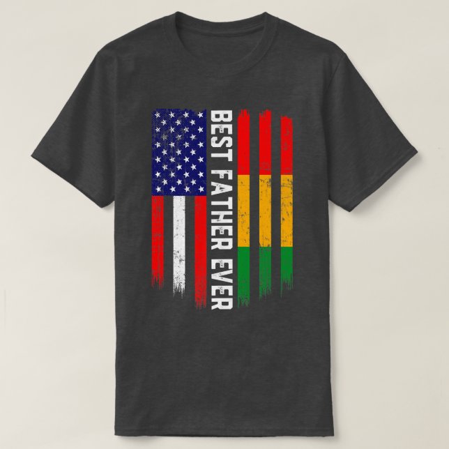 Amerikanska Flagga & Guinea Flagga Best Far någons T Shirt (Design framsida)