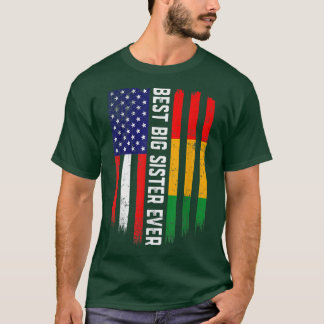 Amerikanska Flagga & Guineas Flagga Best Big Siste T Shirt