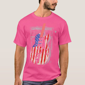 Amerikanska Flagga Guitar 4:e juli Guitarist USA C T Shirt