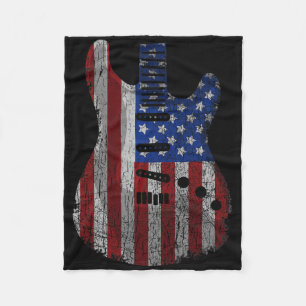 Amerikanska Flagga Guitar Funny USA Guitarist 4th Fleecefilt