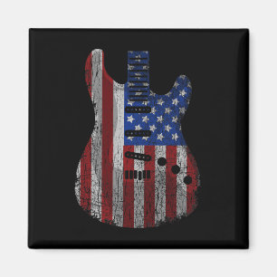 Amerikanska Flagga Guitar Funny USA Guitarist 4th Magnet