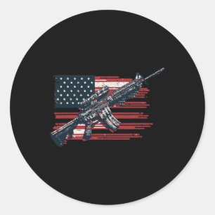 Amerikanska Flagga Guns Independence D Runt Klistermärke