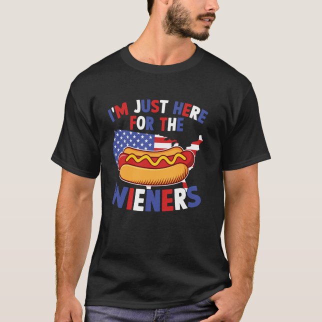 Amerikanska Flagga här för Wiener USA 4:e T Shirt (Framsida)
