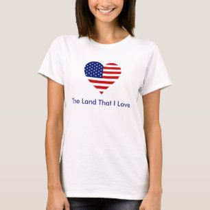 Amerikanska Flagga Heart America, land jag Kärlek T-shirt