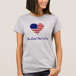 Amerikanska Flagga Heart America, land jag Kärlek T Shirt