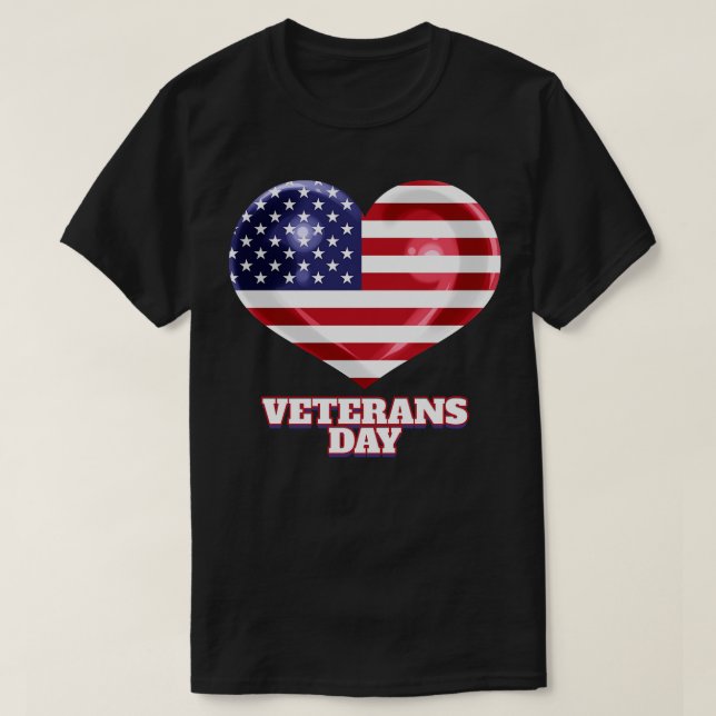 Amerikanska Flagga Heart-dagen T Shirt (Design framsida)