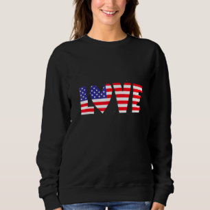Amerikanska Flagga Heart Rött vitt blått Cute 4:e  T Shirt