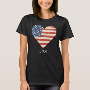 Amerikanska Flagga Heart Utah 4 juli Patriotic USA T Shirt