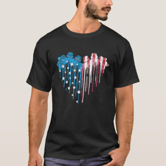 Amerikanska Flagga Heart Watercolor T Shirt