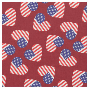 Amerikanska Flagga Hearts Patriotic 4 juli Tyg