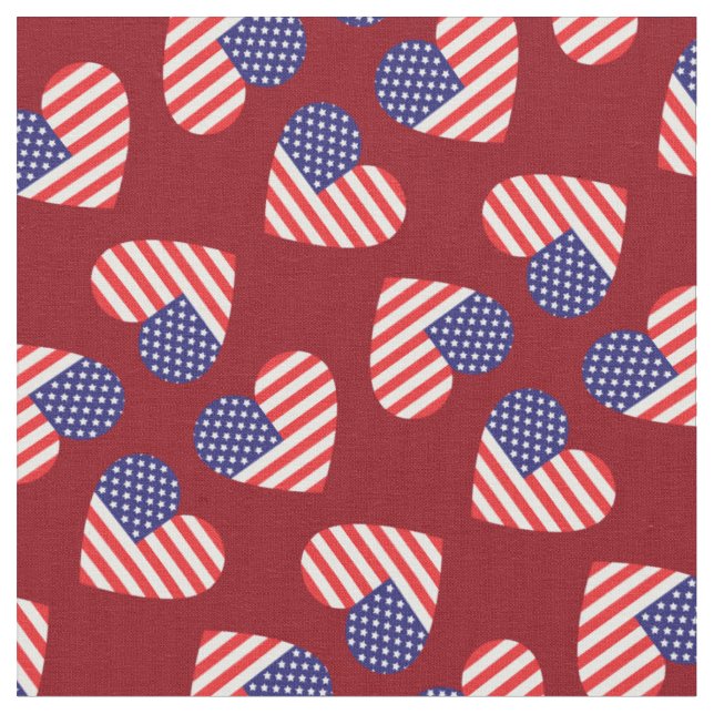 Amerikanska Flagga Hearts Patriotic 4 juli Tyg (Närbild)