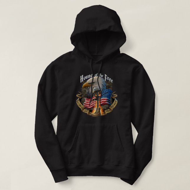 Amerikanska Flagga Hem of the Free Veteran Proud t Hoodie (Design framsida)