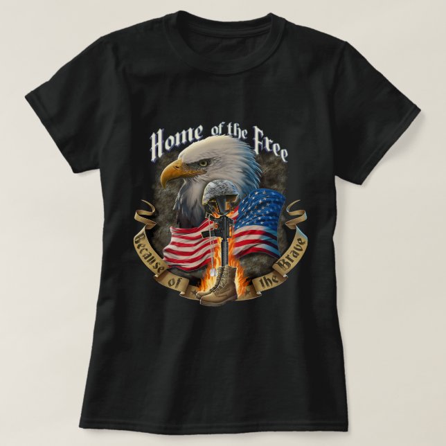 Amerikanska Flagga Hem of the Free Veteran Proud t T Shirt (Design framsida)
