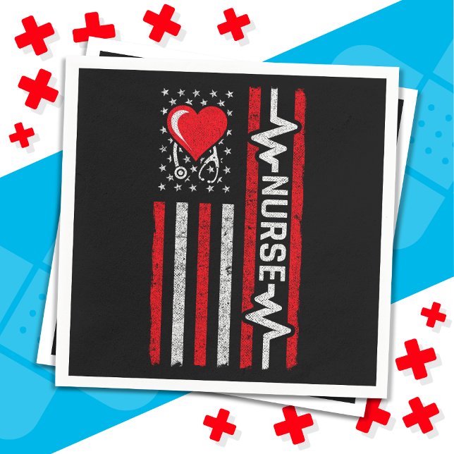 Amerikanska Flagga Hero Life Nurse-uppskattningar Pappersservett (Skapare uppladdad)