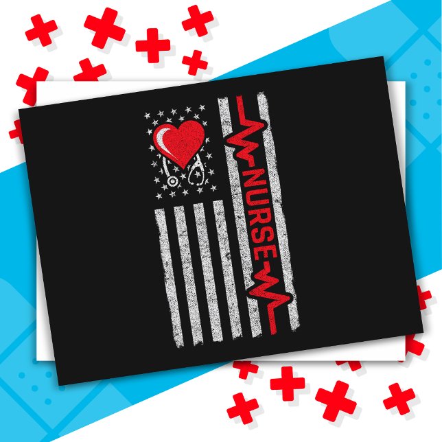 Amerikanska Flagga Hero Life Nurse-uppskattningar Vykort (Skapare uppladdad)