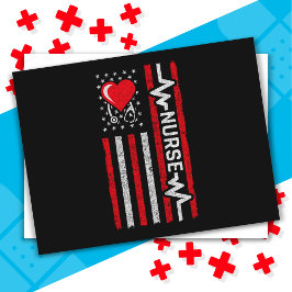 Amerikanska Flagga Hero Life Nurse-uppskattningar Vykort