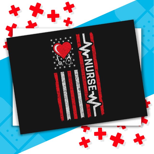Amerikanska Flagga Hero Life Nurse-uppskattningar Vykort (Skapare uppladdad)