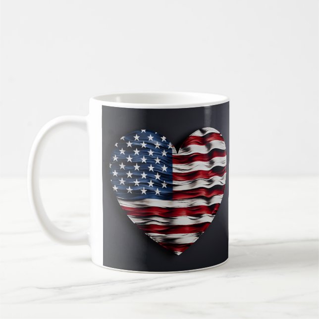 Amerikanska flagga hjärta mugg (Vänster)