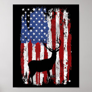 Amerikanska Flagga Hjort Hunters Hjort på amerikan Poster