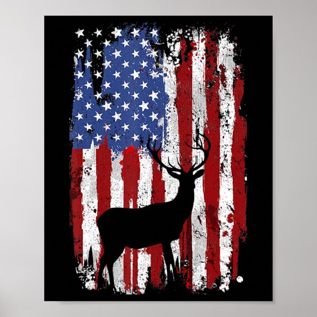 Amerikanska Flagga Hjort Hunters Hjort på amerikan Poster (Framsidan)