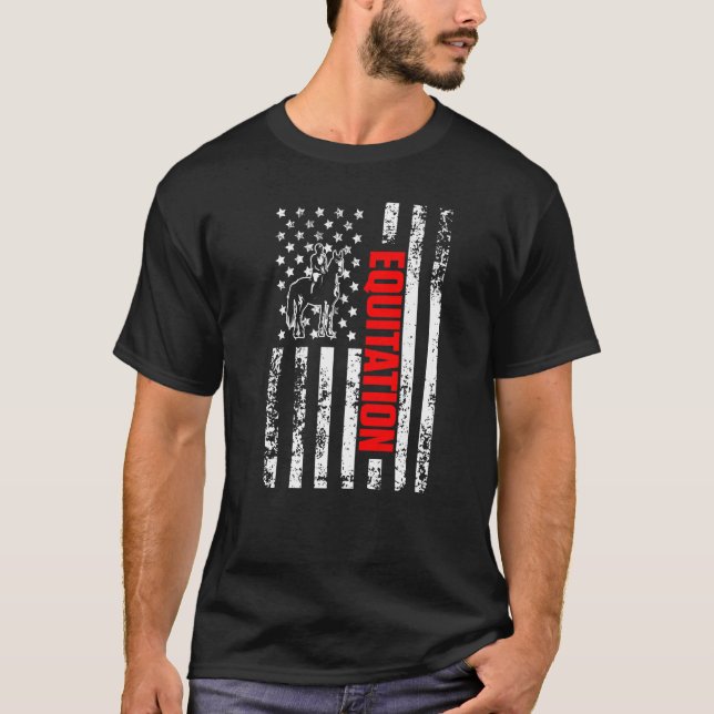 Amerikanska Flagga Horse Lover Sports Patriotic Eq T Shirt (Framsida)