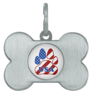 Amerikanska Flagga Hund Tass Namnbricka Husdjur