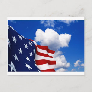 Amerikanska Flagga i blå himmel Vykort