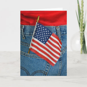 Amerikanska flagga i fickan kort