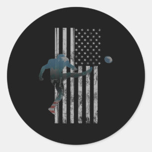 Amerikanska Flagga i fotboll USA Team Gift Kicker Runt Klistermärke