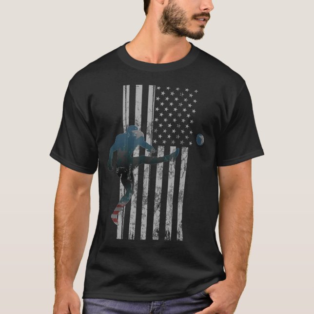 Amerikanska Flagga i fotboll USA Team Gift Kicker T Shirt (Framsida)