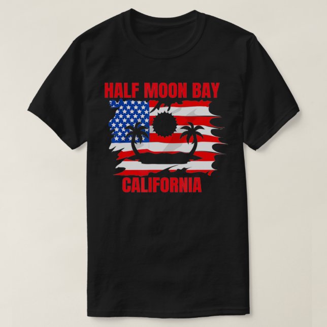 Amerikanska Flagga i Måne T Shirt (Design framsida)