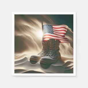 Amerikanska Flagga i militära boxar Pappersservett