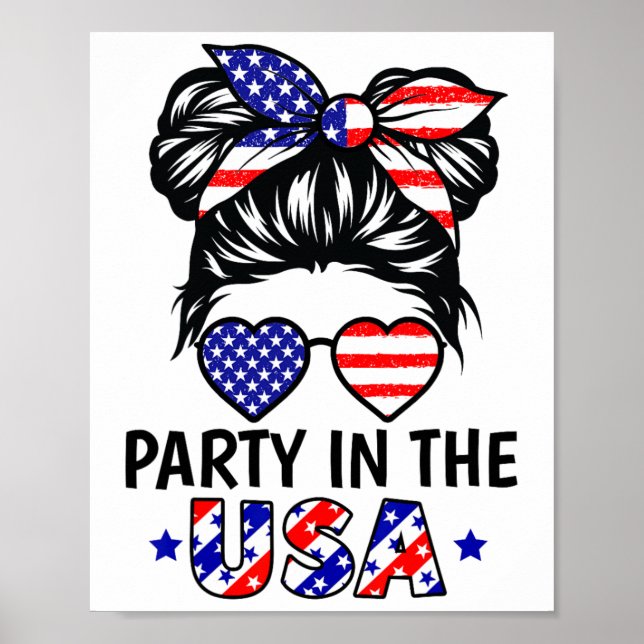 Amerikanska Flagga i Party i USA 4 juli: Patriotis Poster (Framsidan)