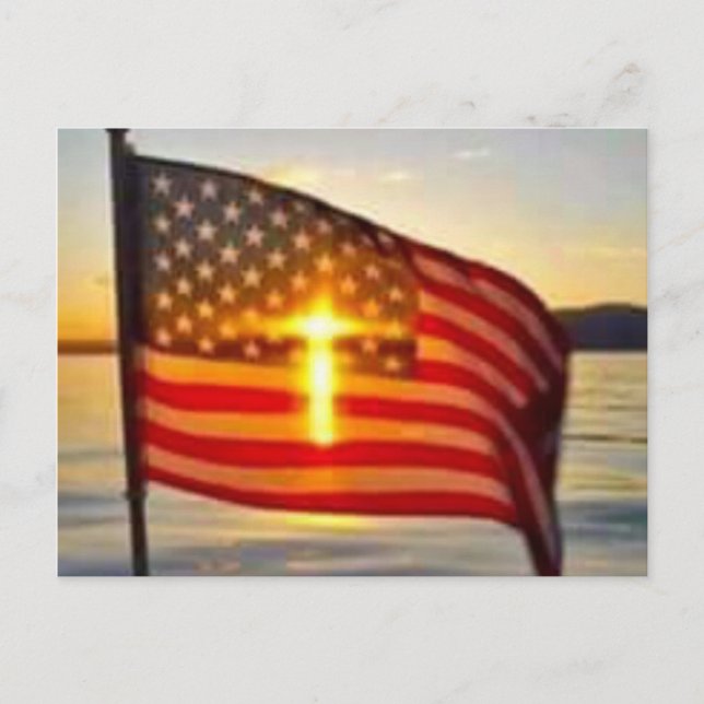 Amerikanska flagga i sol vykort (Framsida)