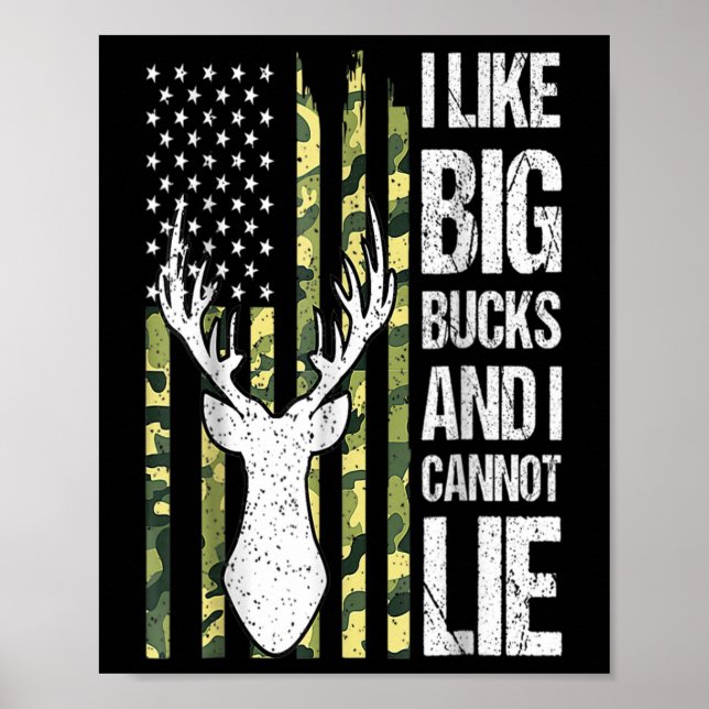 Amerikanska Flagga jag gillar stora buckar och jag Poster (Framsidan)