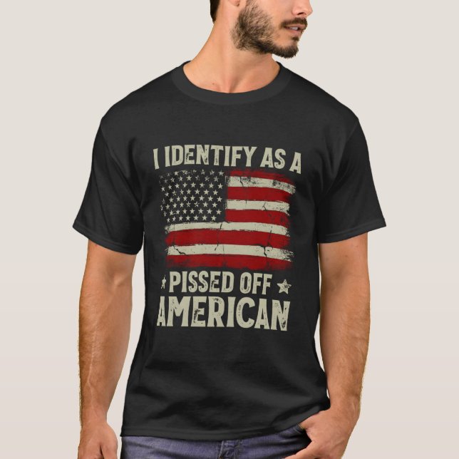 Amerikanska Flagga jag identifierar som en utpress T Shirt (Framsida)