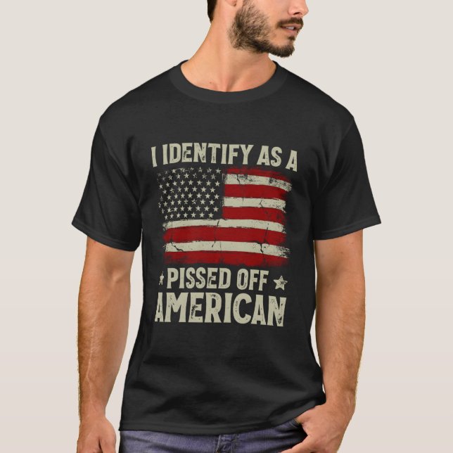 Amerikanska Flagga jag identifierar som en utpress T Shirt (Framsida)