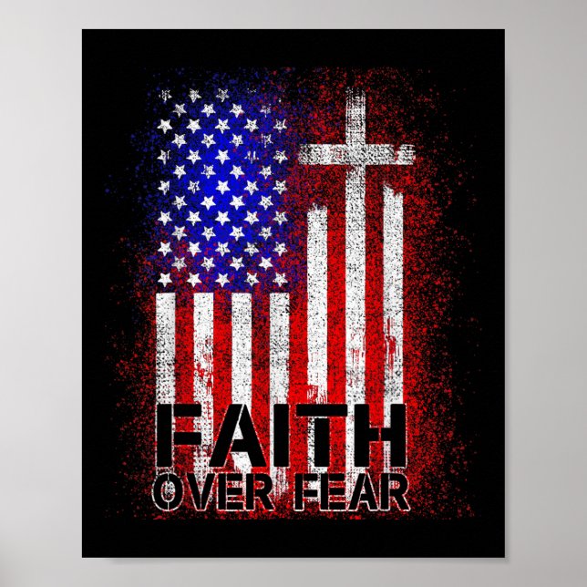 Amerikanska Flagga-julen Patriotic Religiösa Poster (Framsidan)