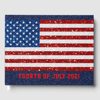 Amerikanska Flagga juli 4:e Glitter Gästböcker