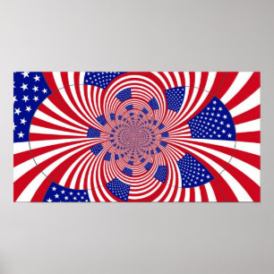 Amerikanska Flagga Kaleidoscope poster