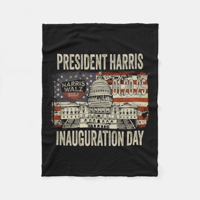 Amerikanska Flagga Kamala Harris president Inaugur Fleecefilt (Framsidan)