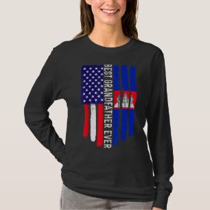 Amerikanska Flagga & Kambodja Flagga Best Grandfat T Shirt