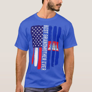 Amerikanska Flagga & Kambodja Flagga Best Grandmor T Shirt
